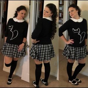 Torrid plaid skirt cat sweater collar 00